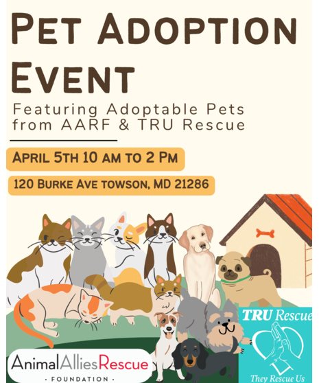 AARF & TRU Rescue Pet Adoption Event - April 5th