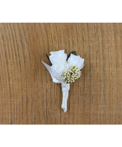 Timeless Boutonniere - Preserved White Spray Roses