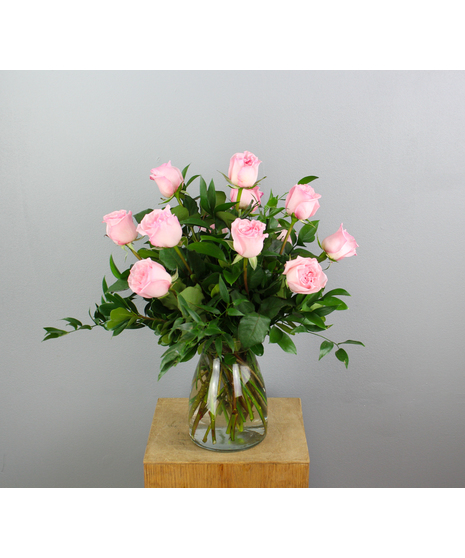 One Dozen Light Pink Roses