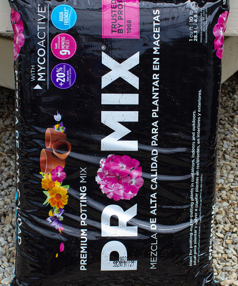 Promix potting soil in a variety of sizes.